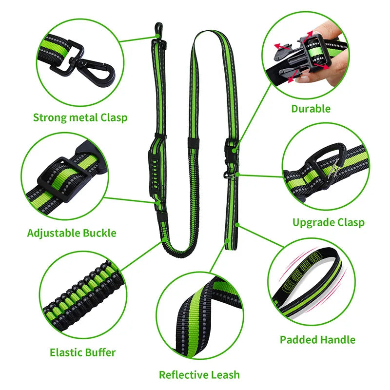 Hands Free High Qulity Retractable Hands Free Dog Leash for Running Dual Handle Bungee Leash Reflective for Large Pet Supplies