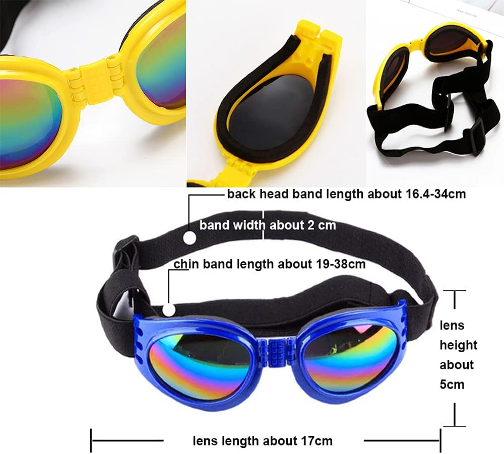 2Pcs Foldable Pet Dog Glasses Medium Large Dog Pet Glasses Pet Eyewear Dog Goggles Sunglasses (Dog Sunglasses Black + Red), 17Cm*15Cm/6.7*5.9Inch